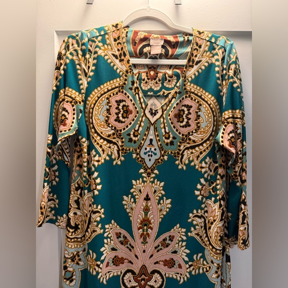 Chicos Bohemian Teal and Brown Dress - Picture 6 of 6